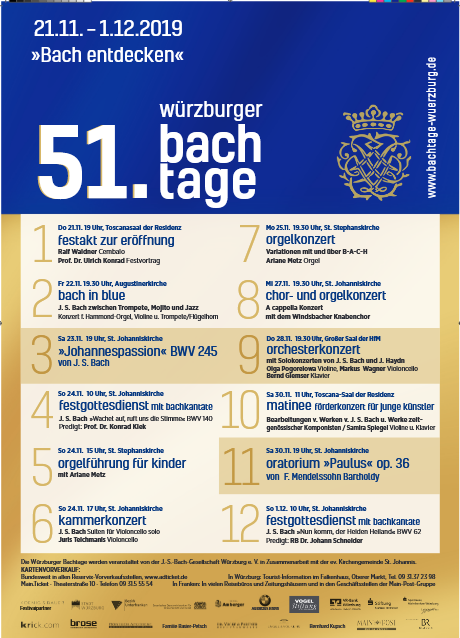  51. Würzburger Bachtage vom 21. November bis 1. Dezember 2019